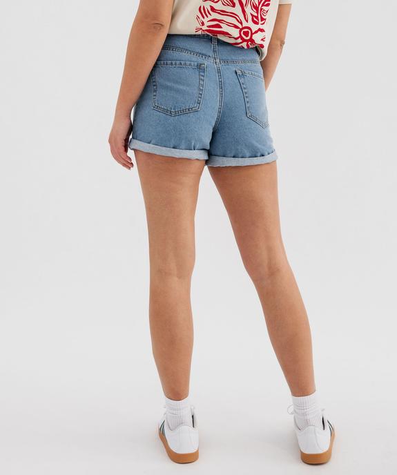 Short en jean coupe large taille haute femme vue3 - GEMO(FEMME PAP) - GEMO