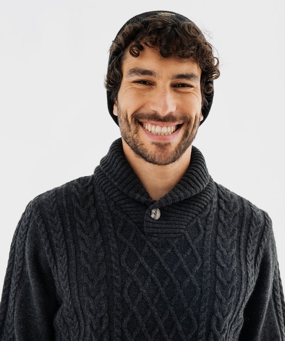 Pull à col châle et torsades homme vue1 - GEMO (HOMME) - GEMO