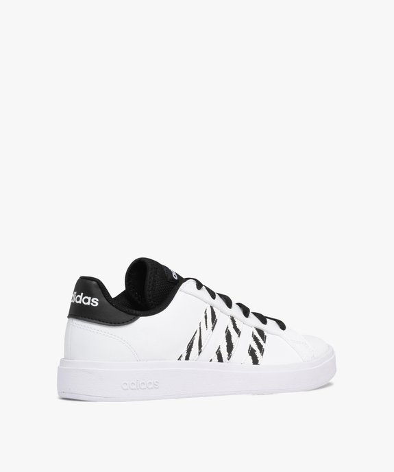 Baskets à lacets Grand Court avec bandes zébrées femme - Adidas vue4 - ADIDAS - GEMO