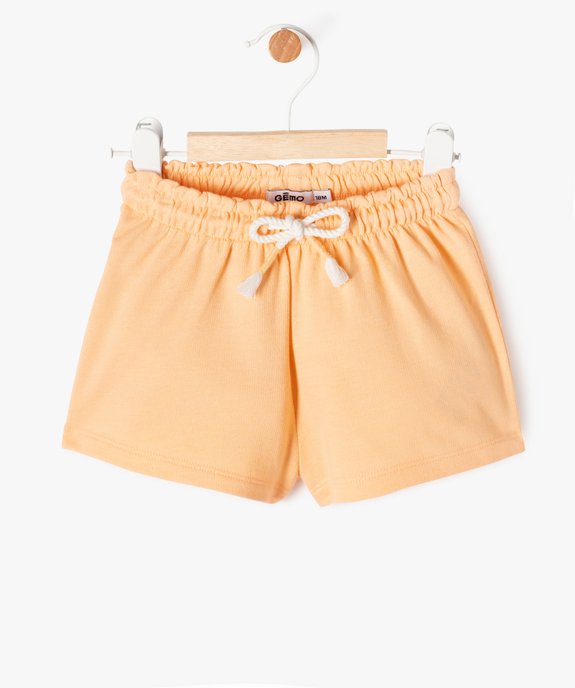 Short avec taille élastique froncée bébé fille vue1 - GEMO(BEBE DEBT) - GEMO