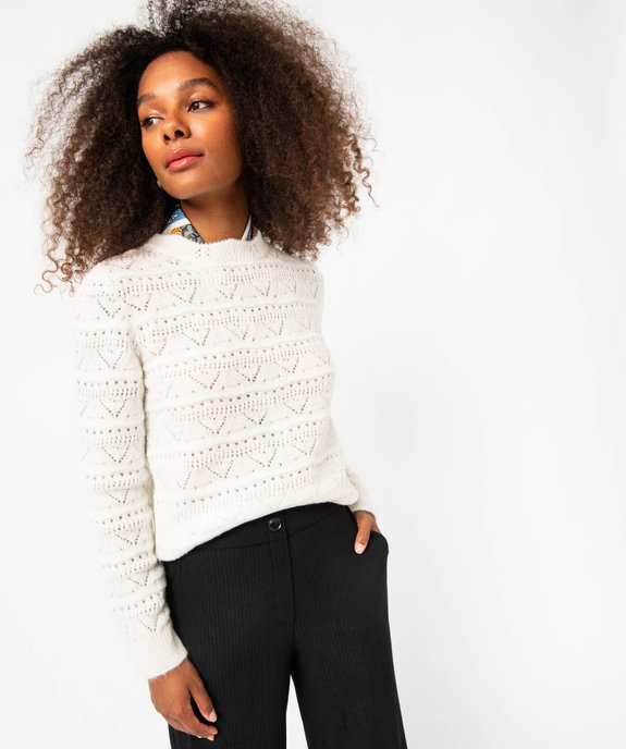 Pull en maille ajourée femme vue1 - GEMO(FEMME PAP) - GEMO