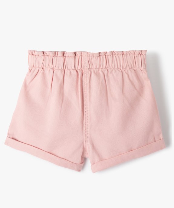 Short uni avec ceinture élastiquée bébé fille vue3 - GEMO 4G BEBE - GEMO