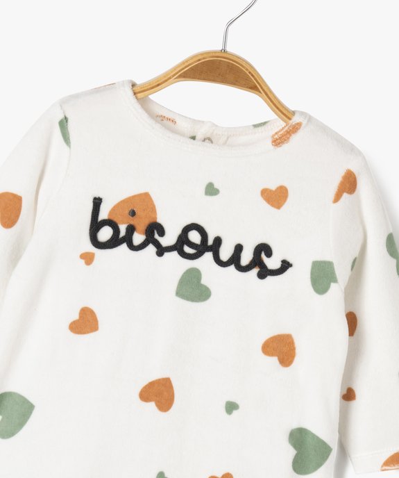 Pyjama en velours dors-bien motifs cœurs bébé vue2 - GEMO 4G BEBE - GEMO