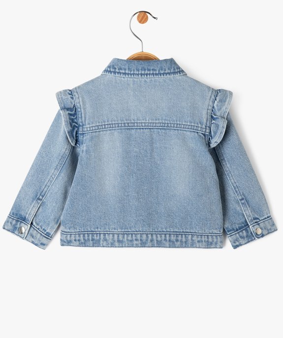 Veste en jean avec volants sur les épaules bébé fille vue4 - GEMO(BEBE DEBT) - GEMO