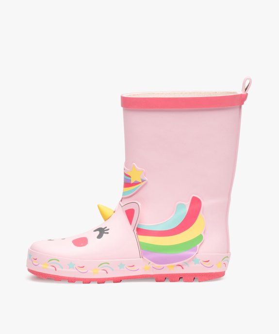 Bottes de pluie fille en caoutchouc forme licorne  vue3 - GEMO (ENFANT) - GEMO