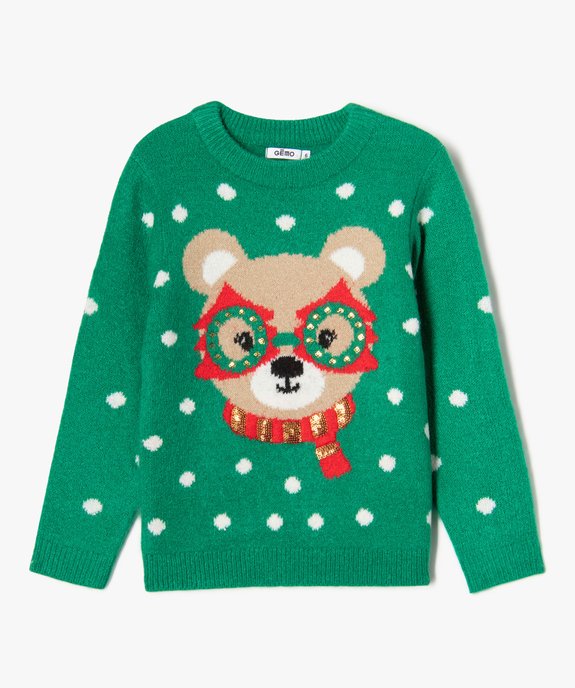 Pull de Noël avec motif nounours fille vue2 - GEMO (ENFANT) - GEMO