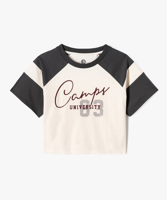 Tee-shirt manches courtes crop top fille - Camps United vue2 - CAMPS - GEMO