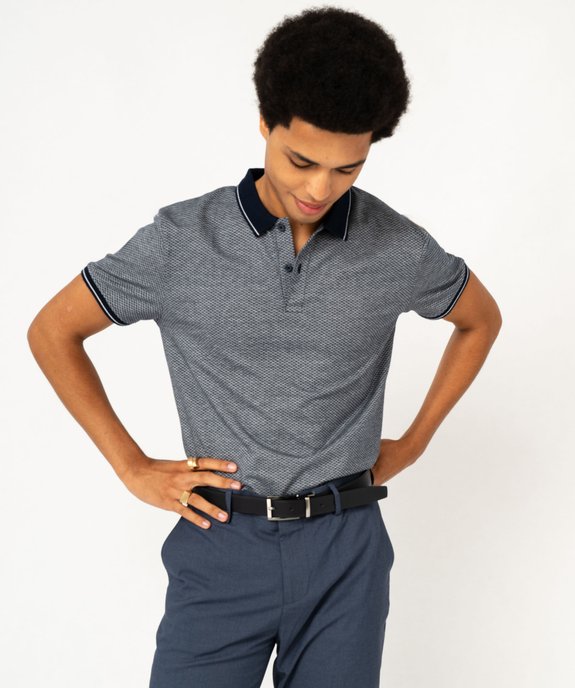 Polo manches courtes à micro motifs jacquard homme vue1 - GEMO 4G HOMME - GEMO