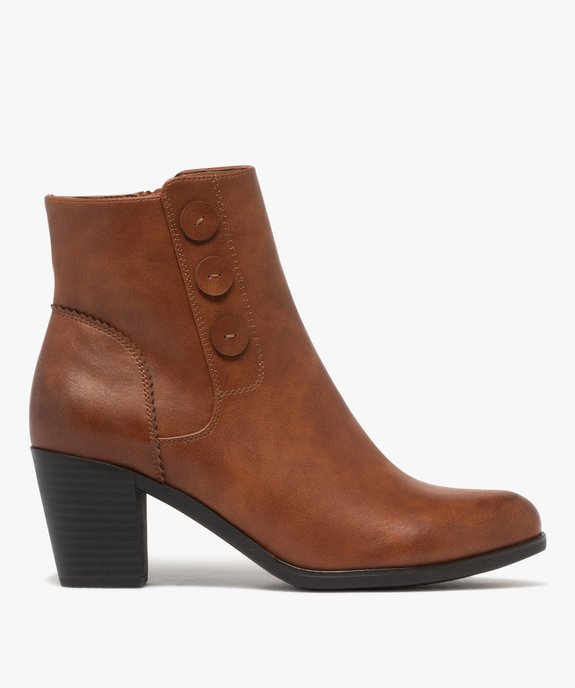 Bottines à talon carrée avec trois boutons fantaisie et à zip vue2 - GEMO 4G FEMME - GEMO