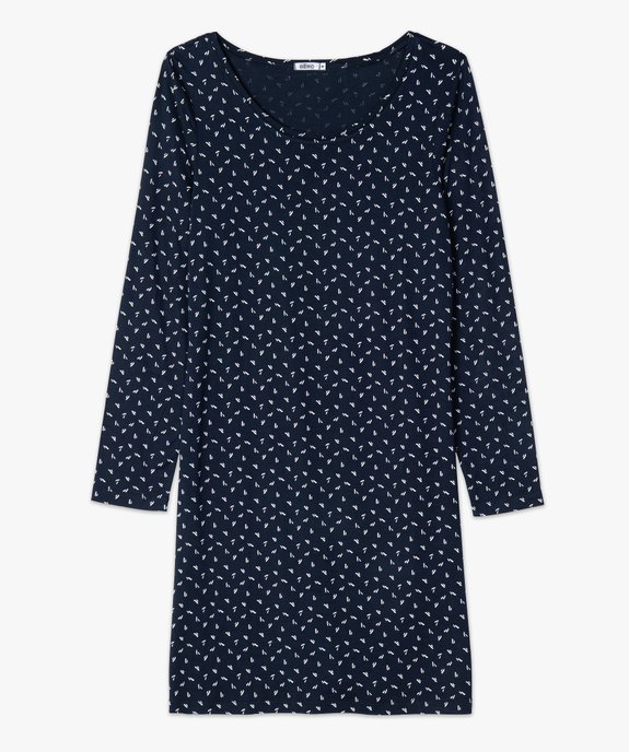 Chemise de nuit à manches longues femme vue4 - GEMO 4G FEMME - GEMO