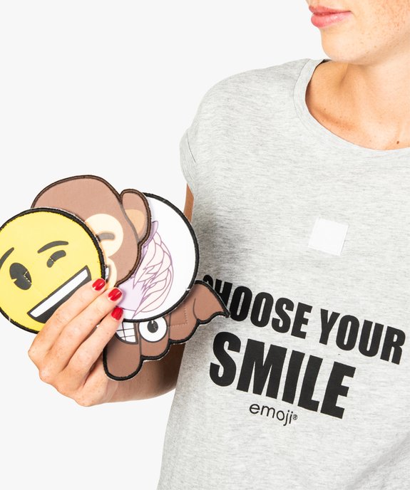 Tee-shirt avec inscription et différents smiley - Emoji vue2 - FOLLOW ME - GEMO