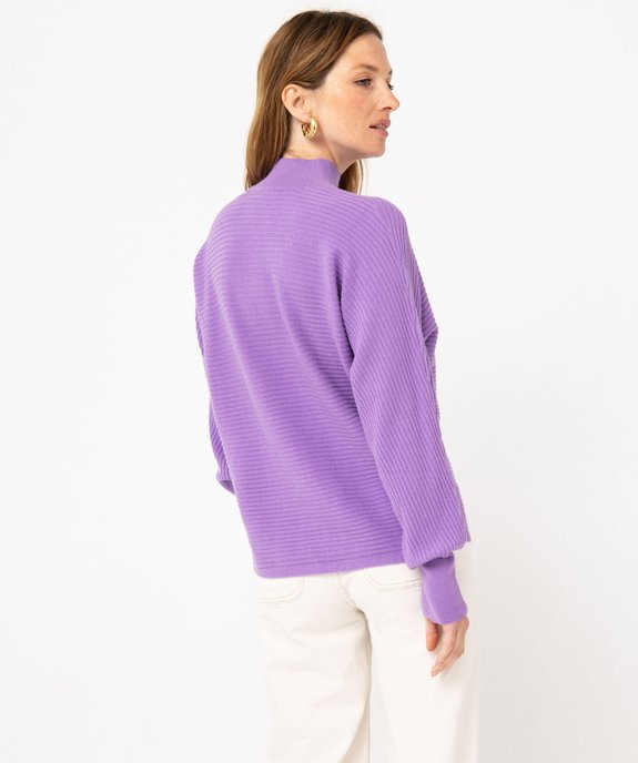 Pull à col montant en maille côtelée femme vue3 - GEMO(FEMME PAP) - GEMO