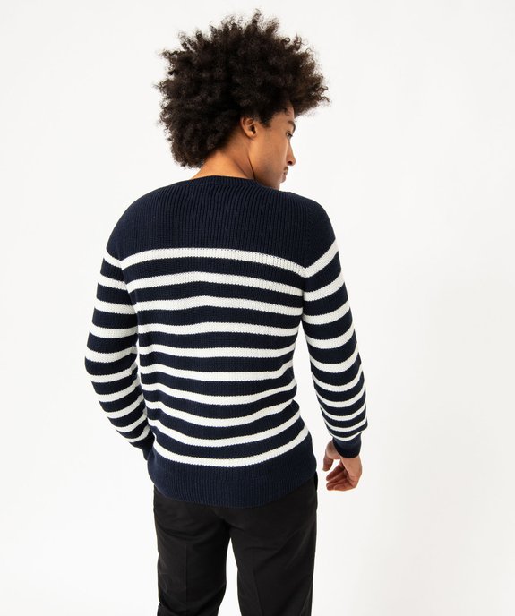 Pull rayé en laine grosse maille homme vue3 - GEMO (HOMME) - GEMO