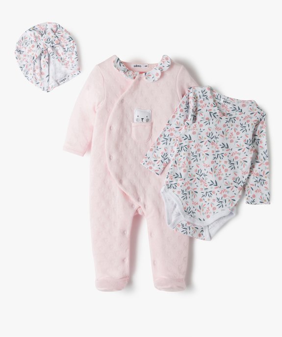 Ensemble layette fille 3 pièces vue1 - GEMO(BB COUCHE) - GEMO