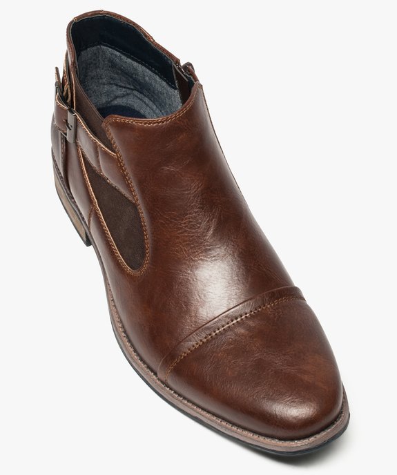 Boots homme chelsea unies zippées et boucle décorative vue6 - GEMO (HOMME) - GEMO