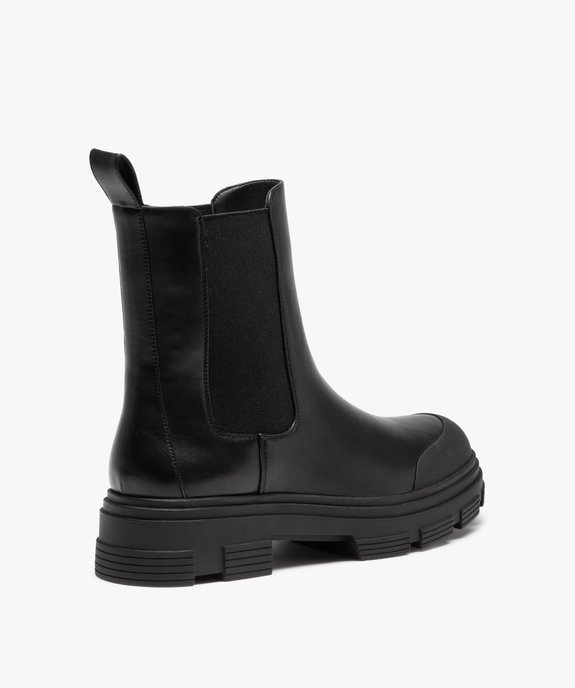 Boots femme unies style Chelsea à semelle crantée vue5 - GEMO (CASUAL) - GEMO