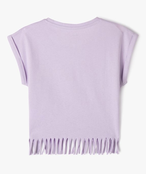 Tee-shirt à manches courtes avec motif sequins et franges fille vue3 - GEMO 4G FILLE - GEMO