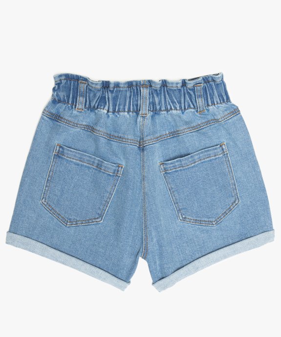 Short fille en jean taille haute avec revers cousus vue2 - GEMO (JUNIOR) - GEMO