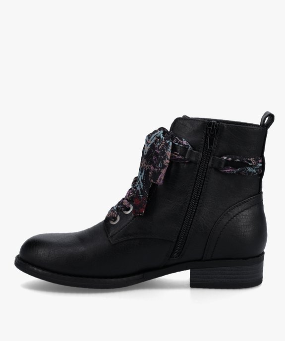 Bottines femme à talon plat et lacets en foulard imprimé vue4 - GEMO (CASUAL) - GEMO