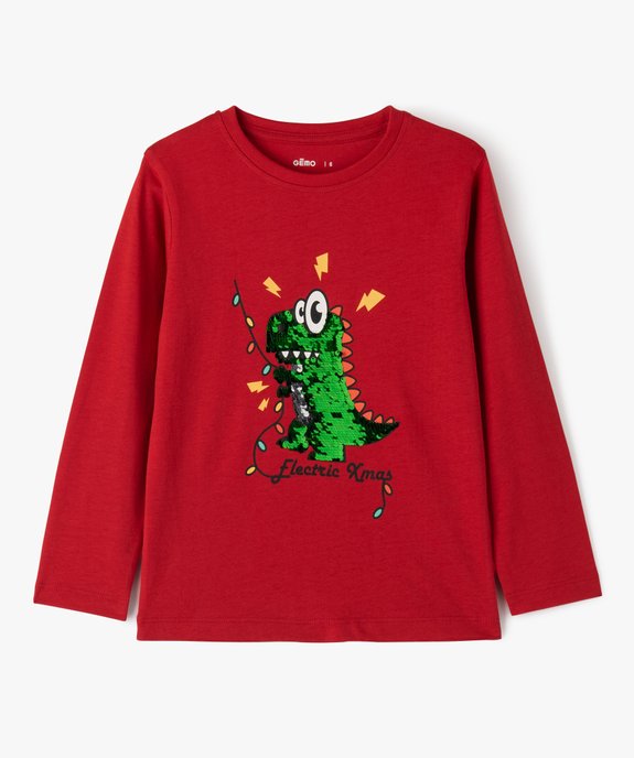 Tee-shirt à manches longues spécial Noël avec sequins magiques garçon vue2 - GEMO (ENFANT) - GEMO