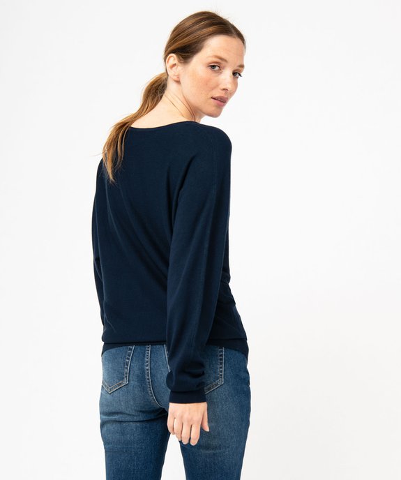 Pull fin à col V zippé manches chauve-souris femme vue3 - GEMO 4G FEMME - GEMO