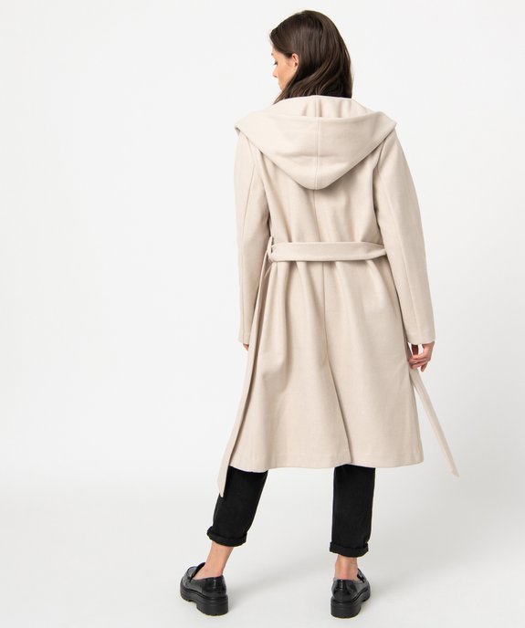 Manteau mi-long à grand col capuche femme vue3 - GEMO(FEMME PAP) - GEMO