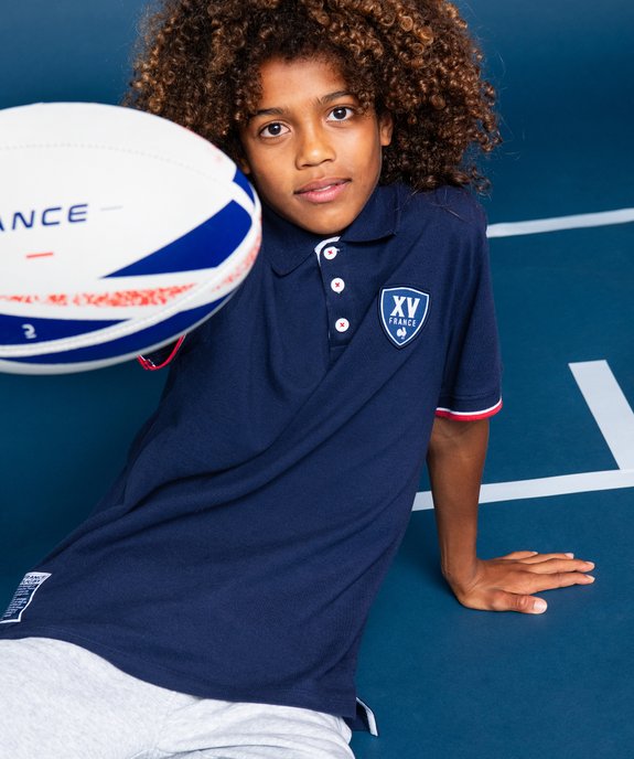 Polo officiel du XV de France à manches courtes garçon - France Rugby vue1 - FFR - GEMO