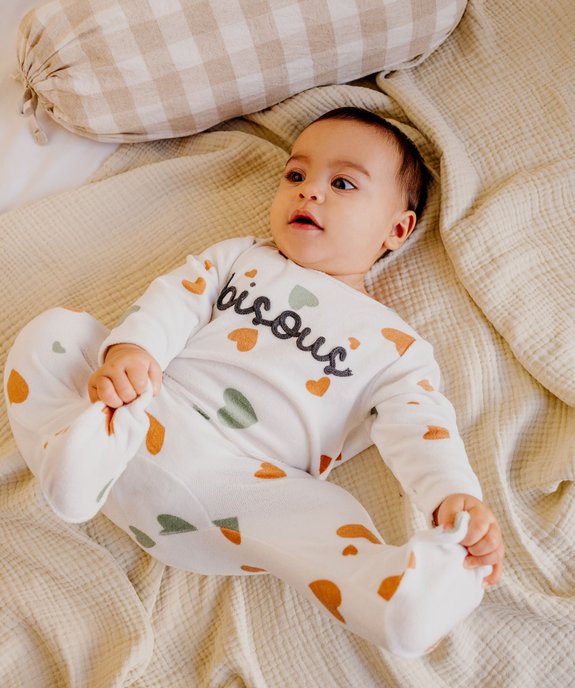 Pyjama en velours dors-bien motifs cœurs bébé vue6 - GEMO 4G BEBE - GEMO