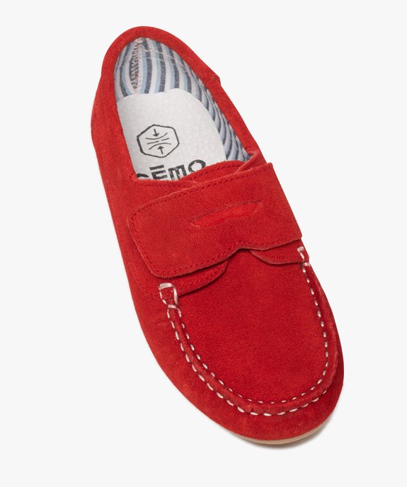 Mocassins garçon à scratch dessus cuir retourné uni vue5 - GEMO (ENFANT) - GEMO