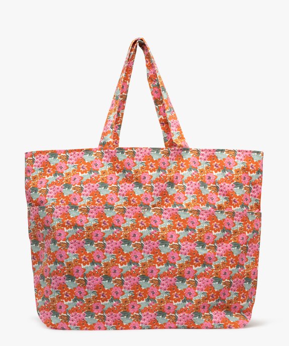 Totebag forme cabas en coton fleuri grandes dimensions femme vue1 - GEMO (ACCESS) - GEMO