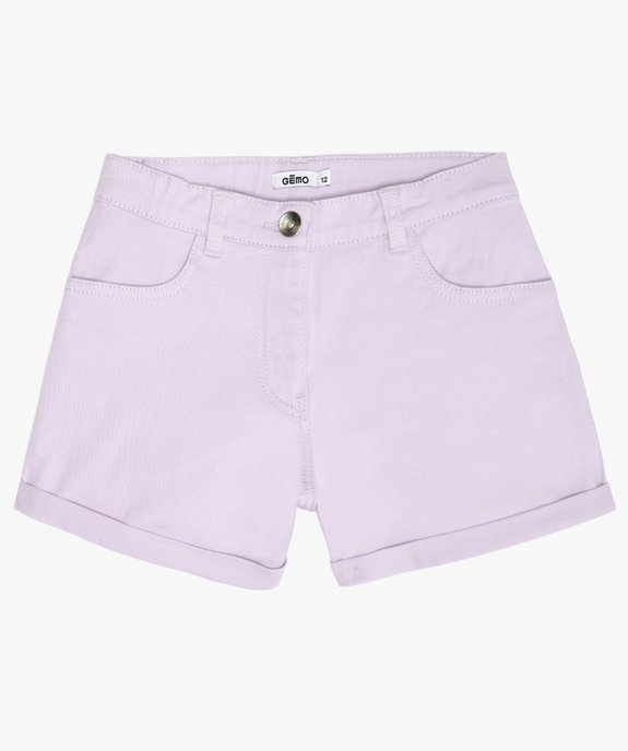 Short fille en coton extensible avec revers cousus vue1 - GEMO (JUNIOR) - GEMO