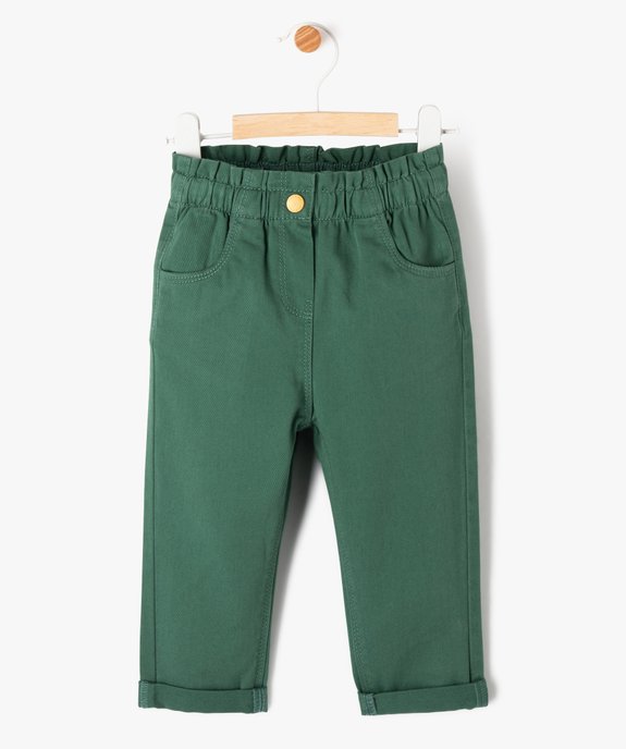 Pantalon en toile de coton avec taille élastique bébé fille vue1 - GEMO(BEBE DEBT) - GEMO