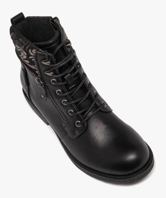 Boots femme à lacets avec col fantaisie et zip  vue6 - GEMO (CASUAL) - GEMO