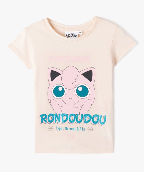 Tee-shirt fille avec motif Rondoudou et inscription pailletée - Pokemon vue1 - POKEMON - GEMO