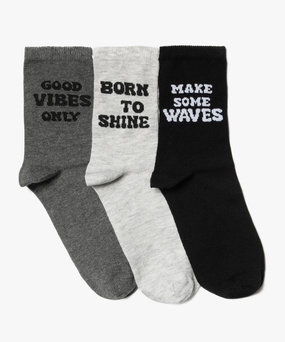 Chaussettes avec message sur la tige fille (lot de 3)  vue1 - GEMO (ENFANT) - GEMO