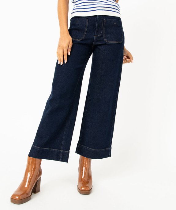 Jean « wide leg » taille haute avec poches plaquées femme vue1 - GEMO 4G FEMME - GEMO