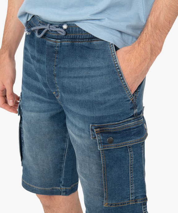 Bermuda en jean homme coupe cargo délavé éco-conçu vue2 - GEMO (HOMME) - GEMO