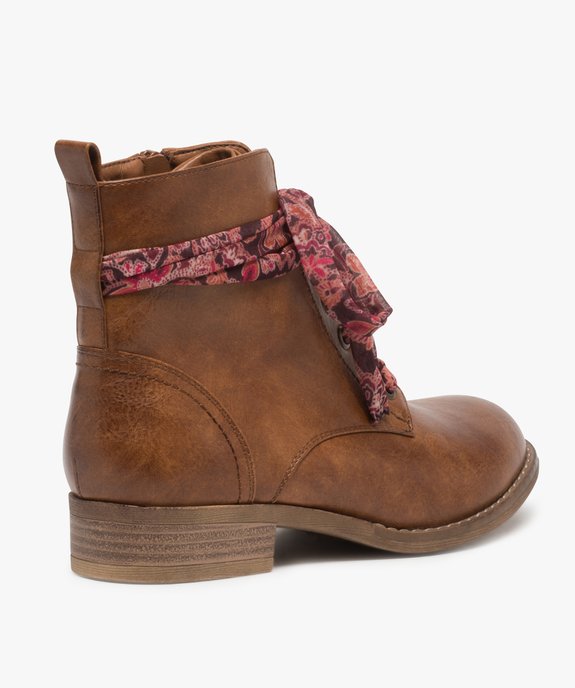 Bottines femme à talon plat et lacets en foulard imprimé vue4 - GEMO (CASUAL) - GEMO