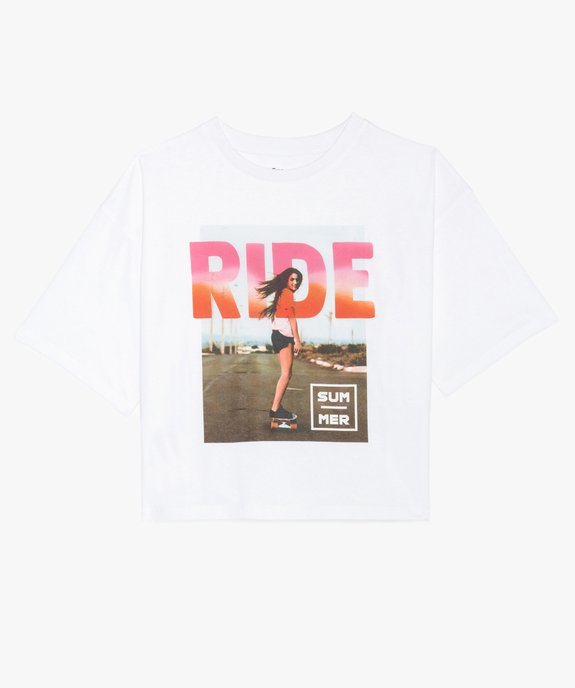 Tee-shirt fille crop top imprimé skate vue1 - GEMO (JUNIOR) - GEMO