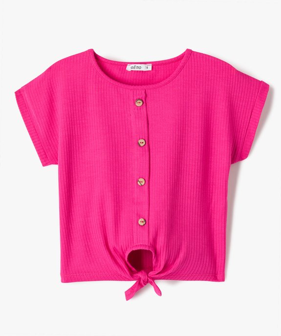 Tee-shirt à manches courtes avec boutons fantaisie et bas noué fille vue1 - GEMO (ENFANT) - GEMO