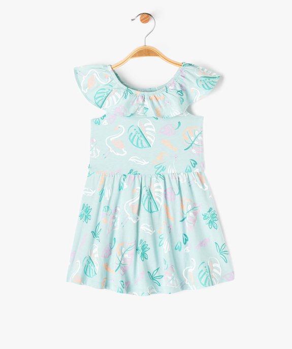 Robe à col volanté en jersey de coton imprimé bébé fille vue2 - GEMO 4G BEBE - GEMO