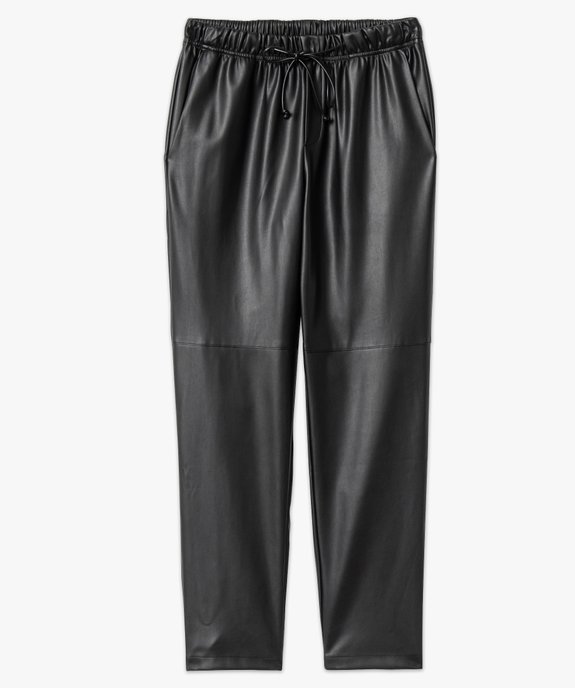 Pantalon carotte à taille élastique en cuir imitation femme vue4 - GEMO(FEMME PAP) - GEMO