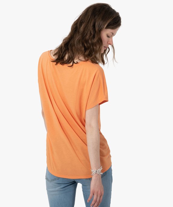 Tee-shirt femme à manches courtes imprimé coupe loose vue3 - GEMO 4G FEMME - GEMO