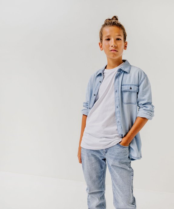 Chemise manches longues en toile de chambray fine garçon vue1 - GEMO (ENFANT) - GEMO