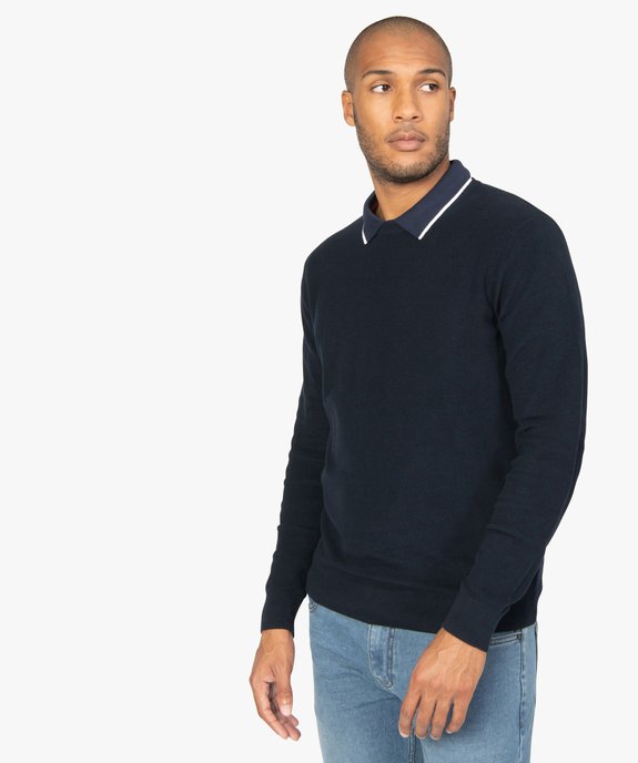 Pull homme en maille fantaisie avec col rond vue1 - GEMO (HOMME) - GEMO