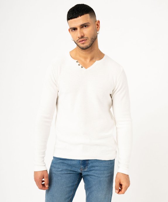 Pull en maille fine avec col fantaisie homme vue1 - GEMO (HOMME) - GEMO