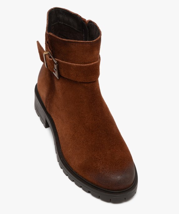 Boots zippées dessus cuir suédé à semelle crantée femme vue5 - GEMO (CASUAL) - GEMO