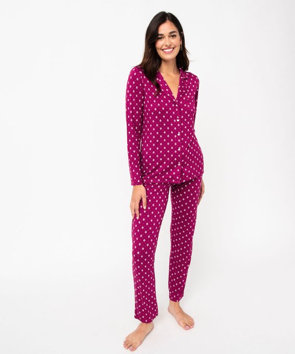 Pyjama deux pièces femme : chemise et pantalon vue2 - GEMO 4G FEMME - GEMO