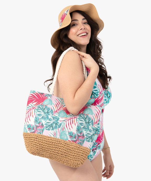 Sac de plage femme en toile imprimée et paille vue5 - GEMO (ACCESS) - GEMO