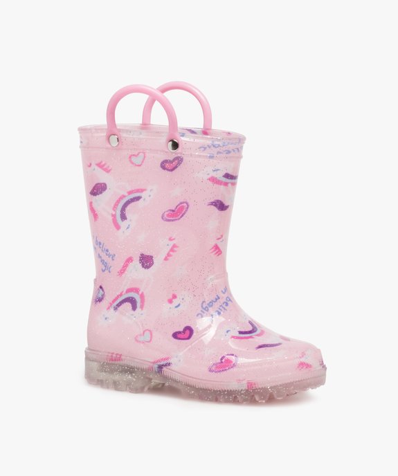 Bottes de pluie fille à anses et semelle lumineuse motif licorne vue2 - LOVELY WINGS - GEMO